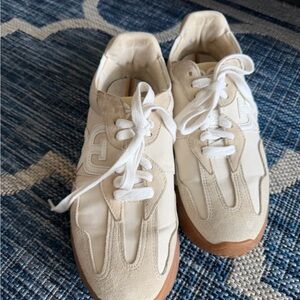 Sam Edelman Cream Suede & Mesh Sneakers with Gum Sole US 7.5